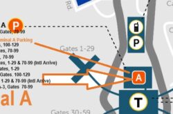 Orlando Airport MCO Terminal A Parking Map with airlines names.